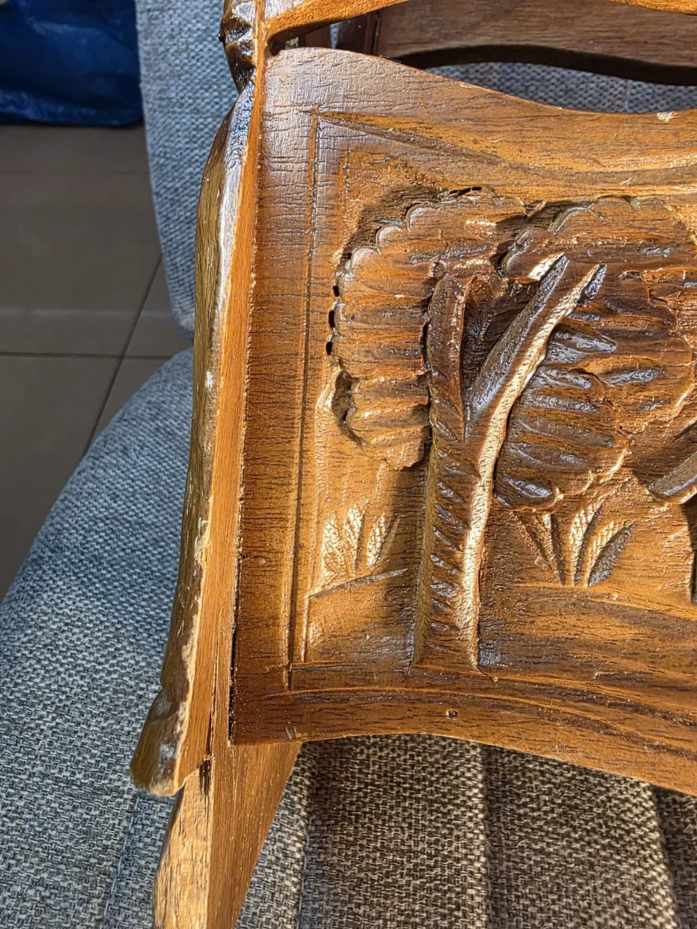 Hand-Carved Wooden Magazine Rack - Warm Honey Tone